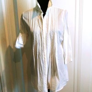 Semi-sheer button down pleated tunic M